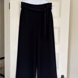 Spanx Elegant Belted Black Wide-Leg Pants